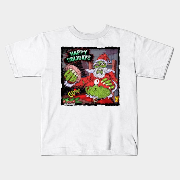 Santa Zombie wants Brains by Grafixs© / Miguel Heredia Kids T-Shirt by Grafixs©